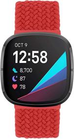 img 4 attached to Регулируемый плетеный эластичный ремешок Unnite Solo Loop совместим с Fitbit Versa 3/Fitbit Sense Sport Loop. Ремни из нейлоновой ткани сочетаются с растяжимыми запасными ремешками для часов для женщин и мужчин (#8 Здоровье и Расслабление).