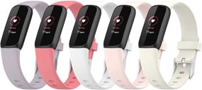 img 4 attached to 5-Pack Soft Silicone Sport Straps Compatible with Fitbit Luxe Bands - Waterproof Quick Release Wristbands for Luxe Fitness and Wellness Tracker, Soft, Durable