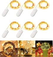 🔮 naz yuu-goo fairy string lights 6 pack: 20 led lights on copper string for halloween and christmas decor (warm white) логотип