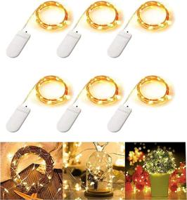 img 4 attached to 🔮 NAZ Yuu-Goo Fairy String Lights 6 Pack: 20 LED Lights on Copper String for Halloween and Christmas Decor (Warm White)