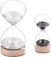 ⏳ hourglass sand timer set - 30 minute sand clock & 5 minute sand watch with unique wooden base for wedding, home, desktop, office decoration logo