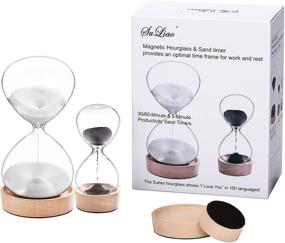 img 1 attached to ⏳ Hourglass Sand Timer Set - 30 Minute Sand Clock & 5 Minute Sand Watch with Unique Wooden Base for Wedding, Home, Desktop, Office Decoration