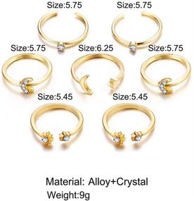 img 3 attached to 💍 Adflyco Boho Crystal Ring Set: Elegant Silver Flower Moon Knuckle Ring Sets for Women and Girls - Hand Accessory Jewelry with a Touch of Charm