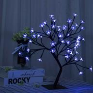 🌸 bonsai tree light artificial cherry blossom tree - led flower, adjustable branches - battery operated room decoration and gift (blue) логотип