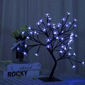 img 4 attached to 🌸 Bonsai Tree Light Artificial Cherry Blossom Tree - LED Flower, Adjustable Branches - Battery Operated Room Decoration and Gift (Blue)