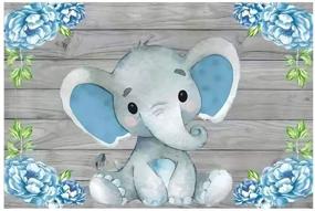 img 1 attached to 🐘 Rustic Wood Elephant Baby Shower Backdrop, 7x5ft with Blue Flower Accents for Boy Kids Birthday Party Decoration. Ideal Backdrop Supplies for Baby Birthday Photo Booth, Banner Props and Photography.