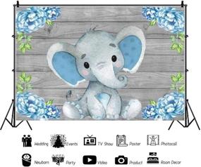 img 3 attached to 🐘 Rustic Wood Elephant Baby Shower Backdrop, 7x5ft with Blue Flower Accents for Boy Kids Birthday Party Decoration. Ideal Backdrop Supplies for Baby Birthday Photo Booth, Banner Props and Photography.