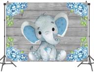 🐘 rustic wood elephant baby shower backdrop, 7x5ft with blue flower accents for boy kids birthday party decoration. ideal backdrop supplies for baby birthday photo booth, banner props and photography. logo