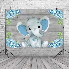 img 2 attached to 🐘 Rustic Wood Elephant Baby Shower Backdrop, 7x5ft with Blue Flower Accents for Boy Kids Birthday Party Decoration. Ideal Backdrop Supplies for Baby Birthday Photo Booth, Banner Props and Photography.