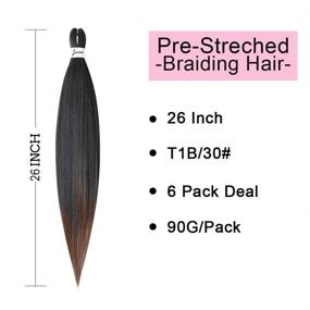 img 3 attached to 🔥 Le Secret Pre Stretched Braiding Hair: 26" Yaki Texture Crochet Twist Braids - 6 пачек, профессиональные, не вызывающие зуда, устойчивые к горячей воде, синтетические волоконные наращивания (1B/30#)