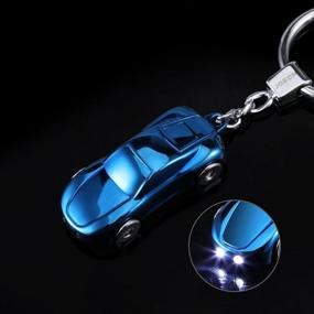 img 1 attached to 🔑 Creative Blue Key Chain Car Keychain Flashlight: 2-in-1 LED Lights for Office, Backpack, Purse Charm – Great Gift for Men or Women