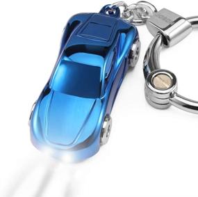 img 4 attached to 🔑 Creative Blue Key Chain Car Keychain Flashlight: 2-in-1 LED Lights for Office, Backpack, Purse Charm – Great Gift for Men or Women