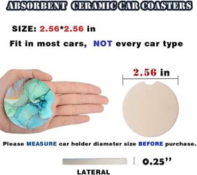 img 3 attached to 🚗 STARAMZ Car Coasters: Absorbent Stoneware-Ceramic Cup Holder Coasters - 2 Pack for Women, Small Size - Green Gold Ocean Design