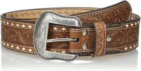 img 1 attached to 🔀 Medium Buckstitch Natural Cross Men's Belt Accessories by Nocona