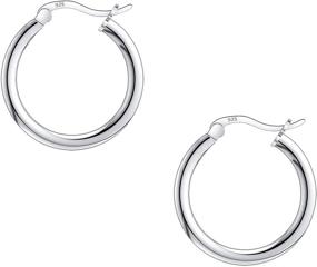 img 3 attached to 👂 Savlano 925 Sterling Silver Round Hoop Earrings: Elegant Accessories for Women, Girls, and Men in Sizes 10MM-25MM