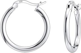 img 4 attached to 👂 Savlano 925 Sterling Silver Round Hoop Earrings: Elegant Accessories for Women, Girls, and Men in Sizes 10MM-25MM