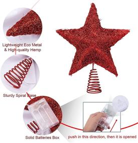 img 1 attached to 🎄 10 Inch Glittering Red Christmas Tree Topper Star - Perfect Indoor Party Home Decoration for Ordinary Size Xmas Tree - LAWOOHO Tree Ornament