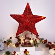 🎄 10 inch glittering red christmas tree topper star - perfect indoor party home decoration for ordinary size xmas tree - lawooho tree ornament logo