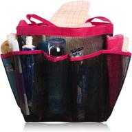 🚿 organize your shower essentials with eoocvt mesh shower caddy: quick dry hanging toiletry tote bag with 8 pockets in red logo