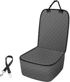 img 4 attached to 🐶 Femuar Pet Front Seat Cover: Waterproof Heavy Duty Dog Car Seat Cover with Anchors, Nonslip Net Backing & Scratchproof - Fits Most Cars, Trucks & SUVs