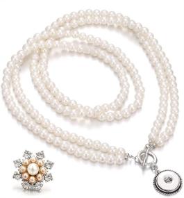 img 4 attached to 💕 Lovglisten Imitation Pearls Snap Necklace with Snap Pendant - Perfect Valentine's Day Gift!