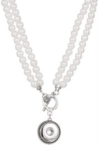 img 3 attached to 💕 Lovglisten Imitation Pearls Snap Necklace with Snap Pendant - Perfect Valentine's Day Gift!