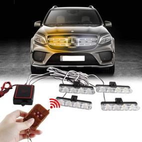 img 4 attached to Sidaqi 4 In 1 12V Emergency Strobe Warning Grille Lights Caution Flash Lights For Car Truck DRL Ambulance Police Lights Remote Control Wireless-Amber&Amp