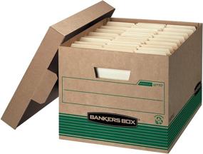 img 3 attached to 📦 Bankers Box STOR/FILE Medium-Duty Storage Boxes: FastFold, 100% Recycled, Letter/Legal Size, Case of 12 (12770), Kraft/Green