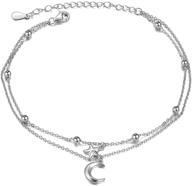 🌙 sterling silver adjustable cross/moon star anklet bracelet: ideal summer jewelry gift for women & girls by poplyke logo