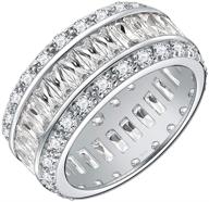 💍 stylish and sparkling lavencious 925 sterling silver rhodium plated wedding band with aaa cz stones - sizes 6-10 logo