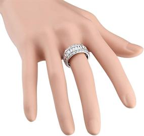 img 2 attached to 💍 Stylish and Sparkling Lavencious 925 Sterling Silver Rhodium Plated Wedding Band with AAA CZ Stones - Sizes 6-10