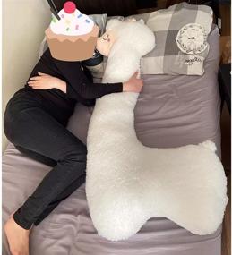 img 2 attached to Hofun4U Llama Body Pillow - Giant Alpaca Plush Long Body Pillow with Fluffy Stuffed Animal Design - Cuddly Alpaca Long Pillow for Christmas Birthday Gift - Perfect for Adults, Kids, Girls, Boys - 39 Inches, White