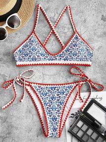 img 3 attached to ZAFUL Asymmetric Bohemian Swimsuits Swimwear Women's Clothing and Swimsuits & Cover Ups