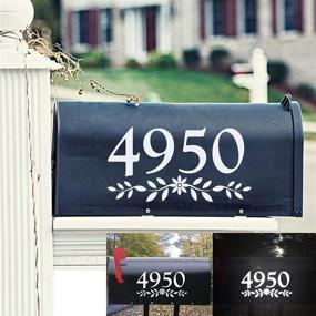 img 1 attached to 🌸 Rustic Flower Style Reflective Mailbox Numbers - White Vinyl Die Cut Decal for Farmhouse Decor, 3 Set