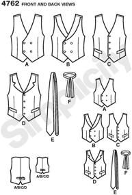 img 1 attached to Простота 4762 Выкройка жилета и галстука для мужчин и мальчиков, размер A (S-XL): без усилий стиль для каждого джентльмена