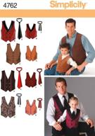simplicity 4762 vest and tie sewing pattern for men and boys, size a (s-xl): effortless style for every gentleman logo