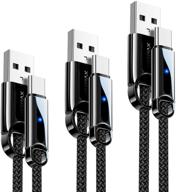 🔌 комплект кабелей heemax usb type c - 3 штуки [10ft+6ft+3.3ft] быстрая зарядка шнур из нейлона для samsung galaxy, lg v50 v40 (черный) логотип
