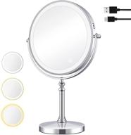 💡 8 inch rechargeable lighted makeup mirror - double-sided 1x/10x magnifying mirror with 3 color lights, 360° rotatable & dimmable, 30-minute auto shutdown - ideal cosmetic vanity mirror logo
