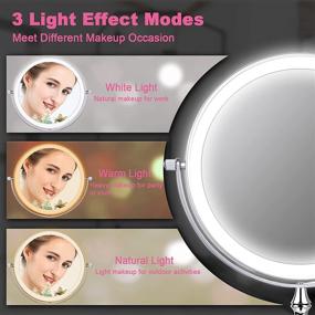img 2 attached to 💡 8 inch Rechargeable Lighted Makeup Mirror - Double-Sided 1X/10X Magnifying Mirror with 3 Color Lights, 360° Rotatable & Dimmable, 30-Minute Auto Shutdown - Ideal Cosmetic Vanity Mirror