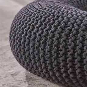 img 2 attached to Truda Knitted Cotton Donut Beige Home Decor for Poufs