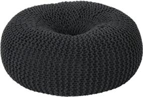 img 4 attached to Truda Knitted Cotton Donut Beige Home Decor for Poufs