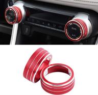 🚗 carfib car interior accessories for toyota rav4 2020 2021 – ac knobs air conditioning control dial temperature decals stickers covers cap parts decoration trim – aluminum alloy red pack of 2, ideal for men and women logo
