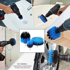 img 3 attached to 🧽 6 Inch Extendable Drill Brush Cleaning Kit with Stiff Bristles and Medium Blue Scrub Pads - Heavy Duty