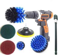 🧽 6 inch extendable drill brush cleaning kit with stiff bristles and medium blue scrub pads - heavy duty logo