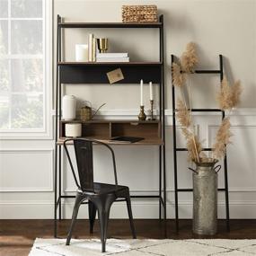 img 3 attached to Functional and Stylish: Walker Edison Freya Urban Industrial Ladder Desk with Metal Magnet Board, 36 Inch, Mocha