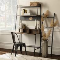 functional and stylish: walker edison freya urban industrial ladder desk with metal magnet board, 36 inch, mocha логотип