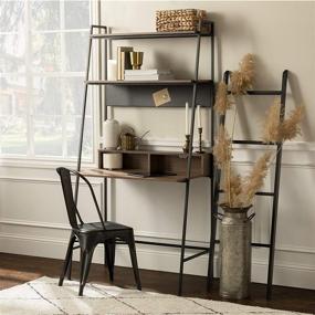 img 4 attached to Functional and Stylish: Walker Edison Freya Urban Industrial Ladder Desk with Metal Magnet Board, 36 Inch, Mocha