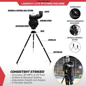 img 3 attached to 💥 PowerNet Launch F-lite 2021: Variable Speed Baseball and Softball Pitching Machine - Simulated 40-90 MPH Throws, Consistent Strikes, Adjustable Height