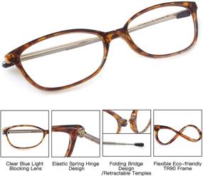 img 2 attached to 👓 Blue Light Blocking Folding Reading Glasses With Spring Hinge Design for Men and Women - TVZ 6096