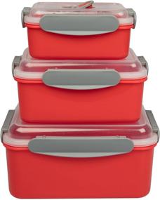 img 4 attached to 🍱 Convenient Set of 3 Nesting Microwave Food Storage Containers with Locking Steam Vent Lids - BPA Free, Fridge and Freezer Safe